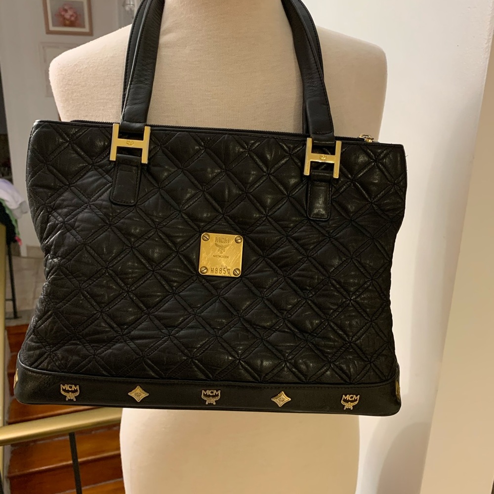 MCM black soft leather bag authentic